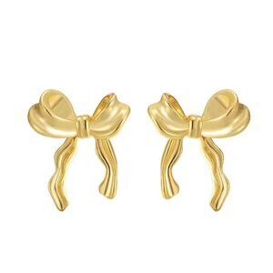 Gold Bowtie Earrings Comes With 2